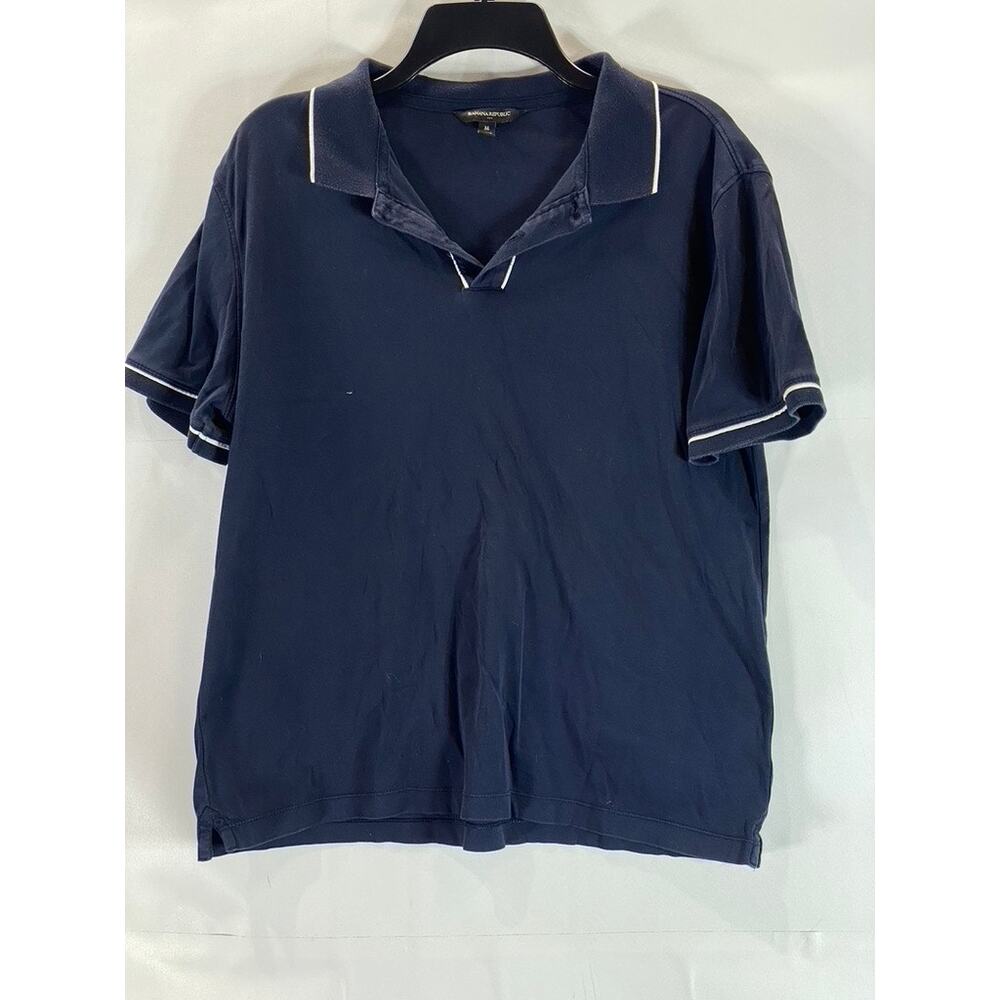 BANANA REPUBLIC Men's Preppy Navy Luxe Touch Performance Short Sleeve Polo SZ M